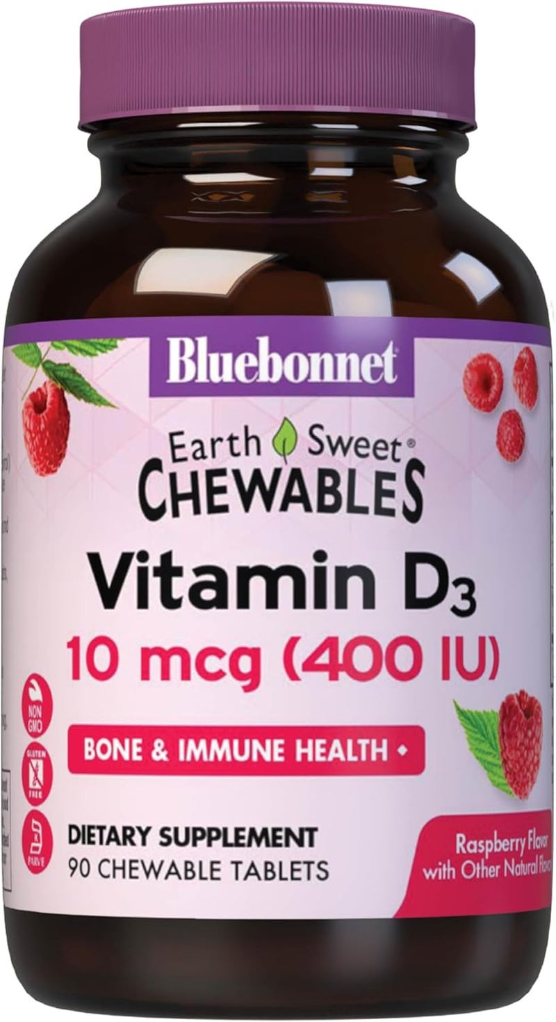 Bluebonnet Vitamin D3 Chewable Tablets for Kids - Raspberry Flavor - Image 1