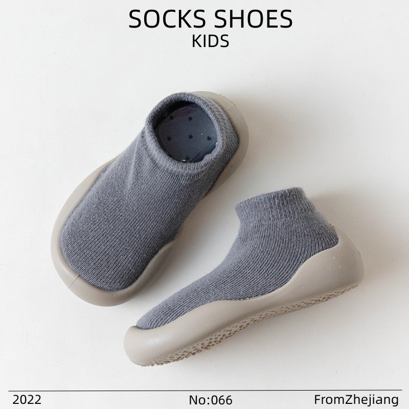 Kids Cartoon Cotton Non-slip Floor Socks Spring Grey (gray knitted) 