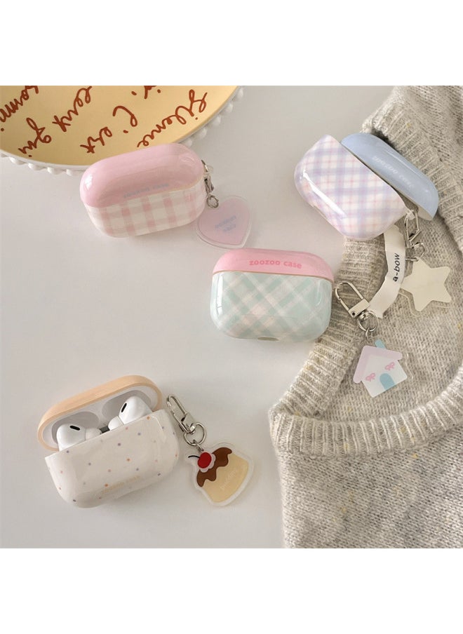 Generic - Ins Korean Style Pattern Point Airpods Protective Cover 2 For Apple Wireless Bluetooth 3 Generation Pro2 Headset Cover For Women-Color:Milk Yellow Spell Wave Point Earphone Set Single Shell-Applicable Model:Airpods 3 Generations - Image 1