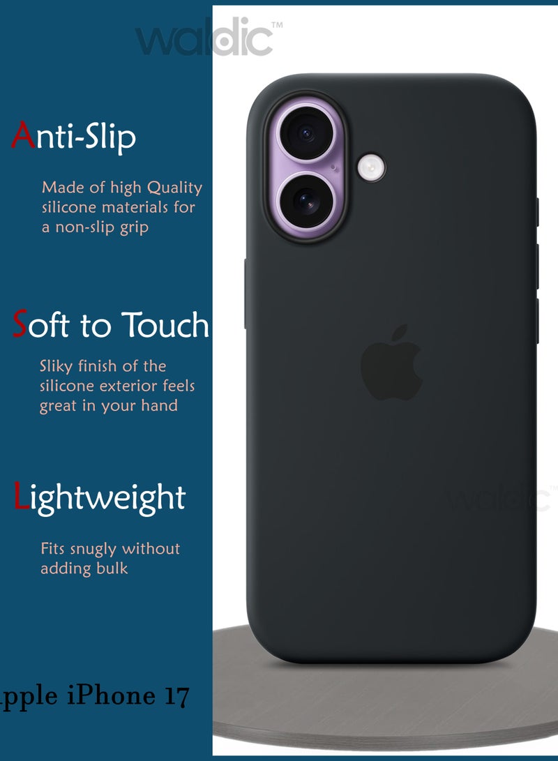 Waldic Apple iPhone 17 Premium Case | Premium Silicone Case Cover Designed for Apple iPhone 17 | Apple iPhone 17 Case Camera and Drop Protection Thin Protective Back Cover Case for Apple iPhone 17 - Black - Image 2