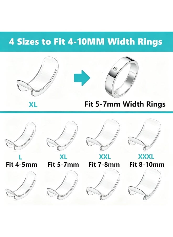 Ring Sizers for Loose Wide Rings - Invisible Clip-on Ring Size Adjusters|   Fit Wide Rings Only, for Flat Band Width from 4mm to 10mm, Patented Clear Clip-on Ring Sizers in 4 Sizes - Image 2