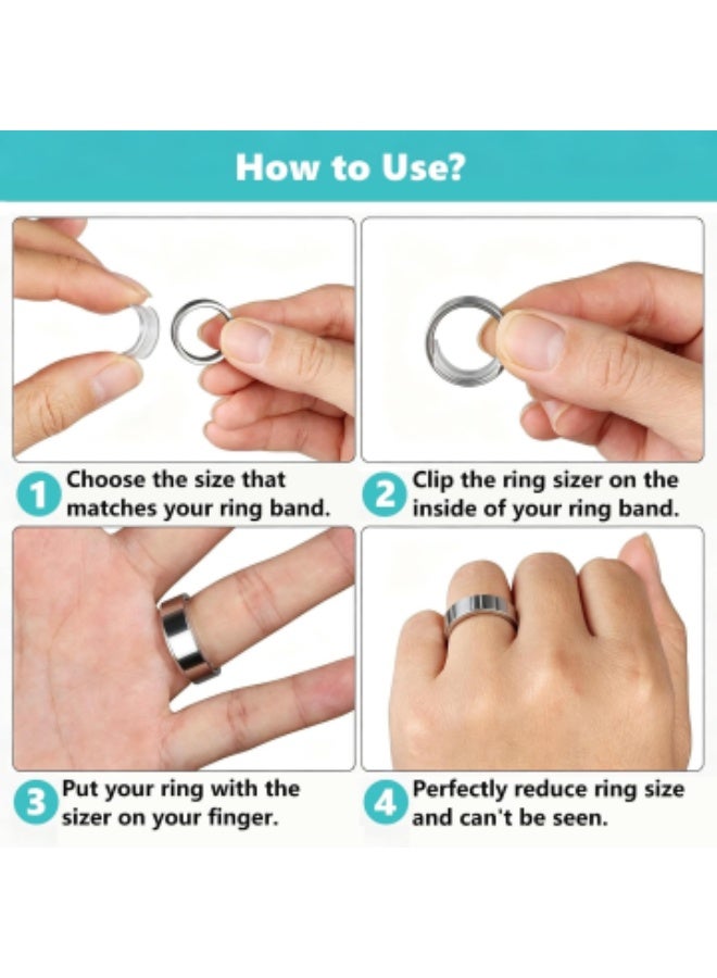 Ring Sizers for Loose Wide Rings - Invisible Clip-on Ring Size Adjusters|   Fit Wide Rings Only, for Flat Band Width from 4mm to 10mm, Patented Clear Clip-on Ring Sizers in 4 Sizes - Image 5