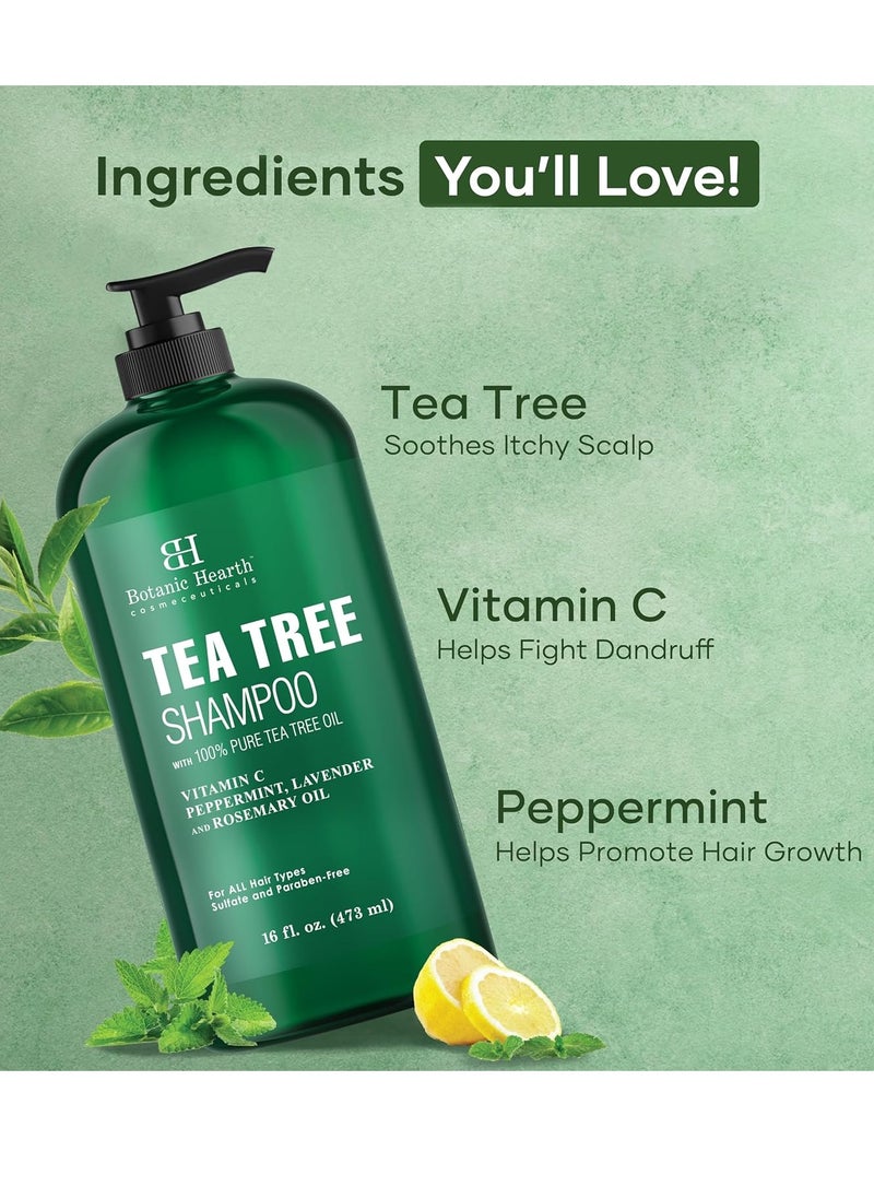Botanic Hearth Botanic Hearth Tea Tree Shampoo, Vitamin C, Peppermint, Lavender and Rosemary Oil, Fights Dandruff and Dry Scalp, 16 fl oz  - Image 4