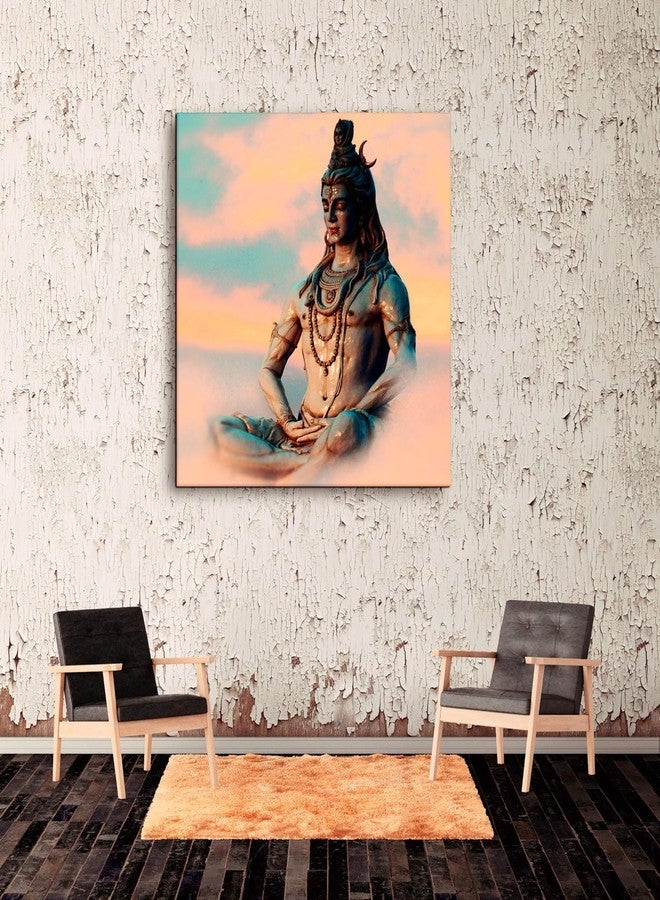 Casperme Lord Shiva Wall Painting For Living Room, Religious & Traditional Home Decor, Hindu God Ideal for Bedroom, Hotels & Office Decoration (76 x 76 cm) (Multi) - Image 1