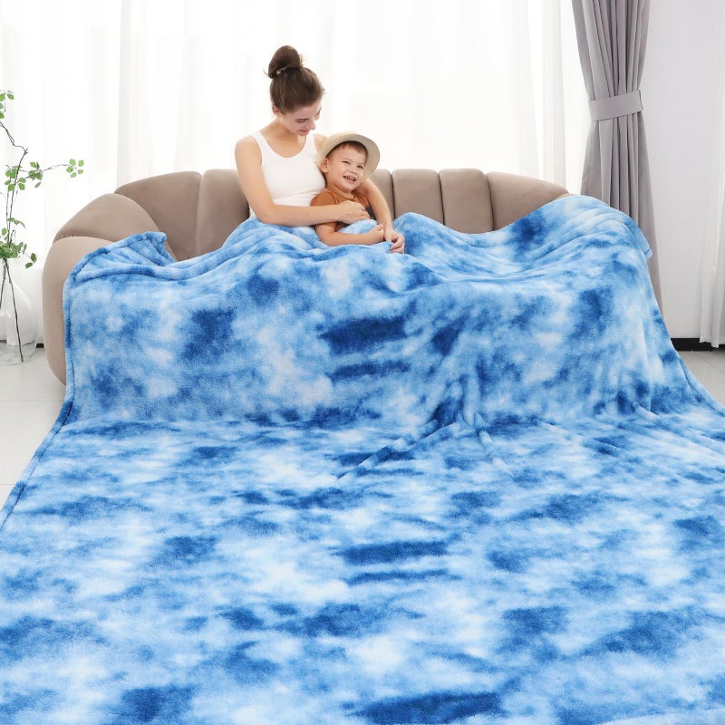 Fleece Throw Blanket Cozy Soft Lightweight Throw Blankets Warm Plush Blue Fall Blankets and Throws Couch Sofa Bed Camping Travel Picnic Outdoor Blanket Bedding Kid Baby Boys Girls Adults 60x80 in