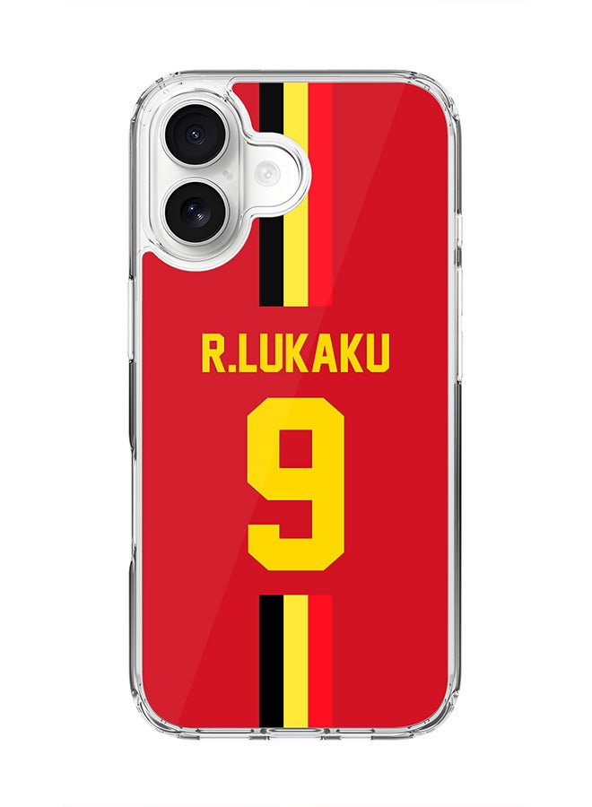 Stylizedd Classic Clear MagSafe Case for iPhone 17 , Hybrid Soft Case Flexible Edges Anti Drop TPU PC Gel Thin Transparent Cover [ Designed for iPhone 17 ] - Football Team - Belgium, Player Name - R.Lukaku