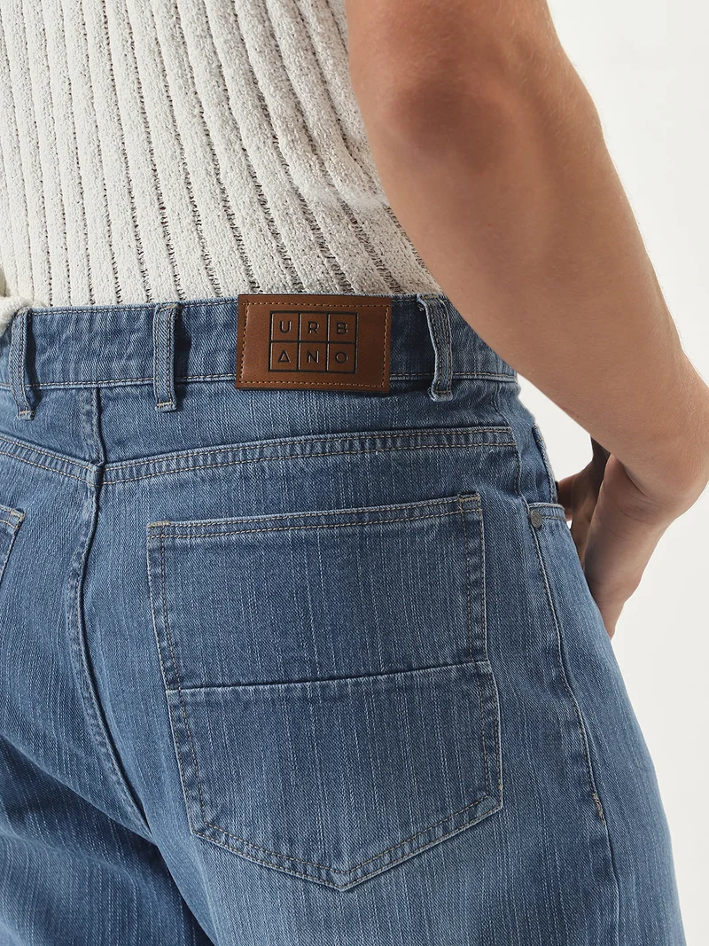 Urbano Fashion  Urbano Fashion Men's Light Blue Loose Baggy Fit Washed Denim Jeans Non-Stretchable  | Best Price UAE