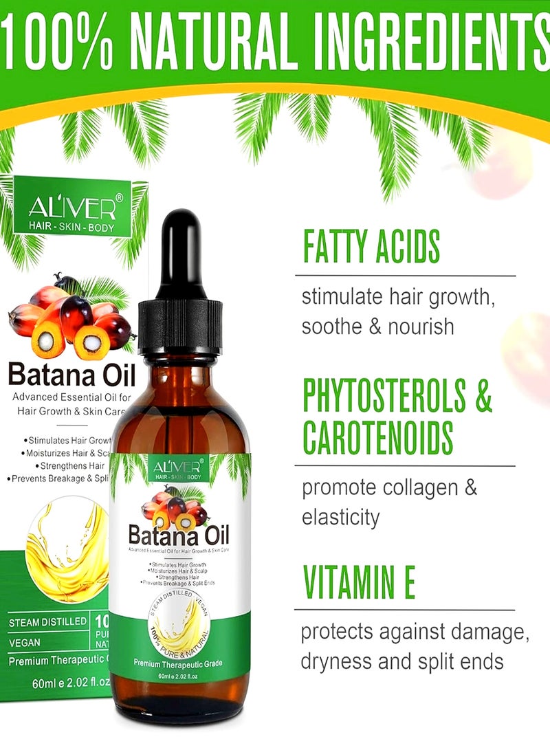 أليفر زيت باتانا لنمو الشعر 60 مل | زيت باتانا خام طبيعي 100% لنمو الشعر | زيت باتانا الأساسي المتقدم لإصلاح الشعر الرقيق، الشعر التالف، يغذي الشعر الرقيق وفروة الرأس ونمو الشعر - Image 2