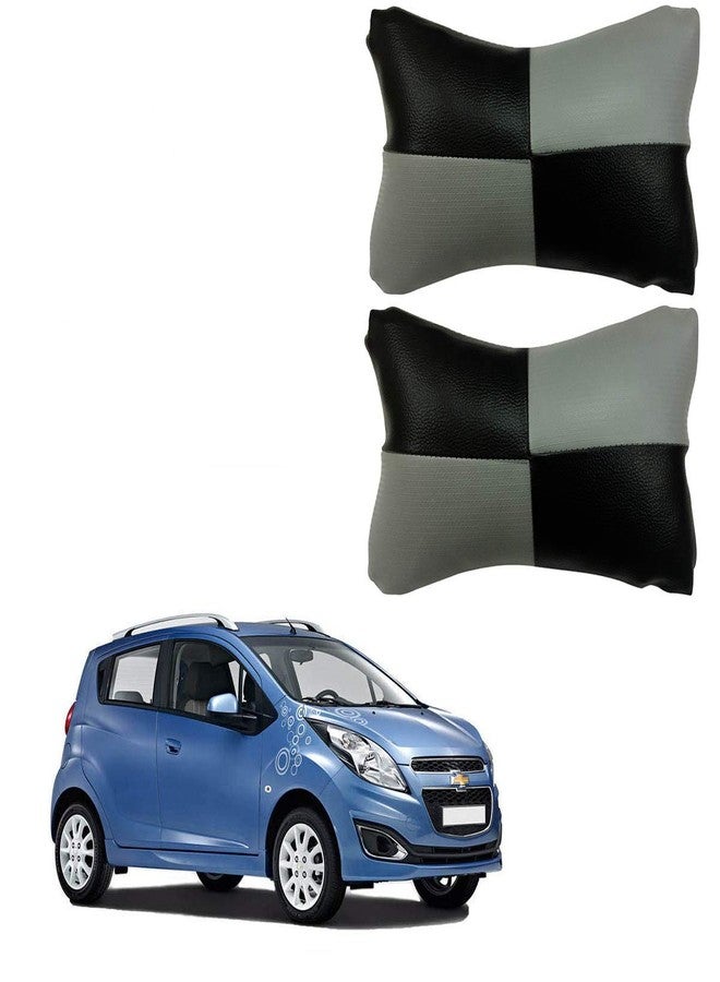 Adroitz Grey Check Design Car Neck Rest Cushion with Adjustable Straps_191 - Image 1