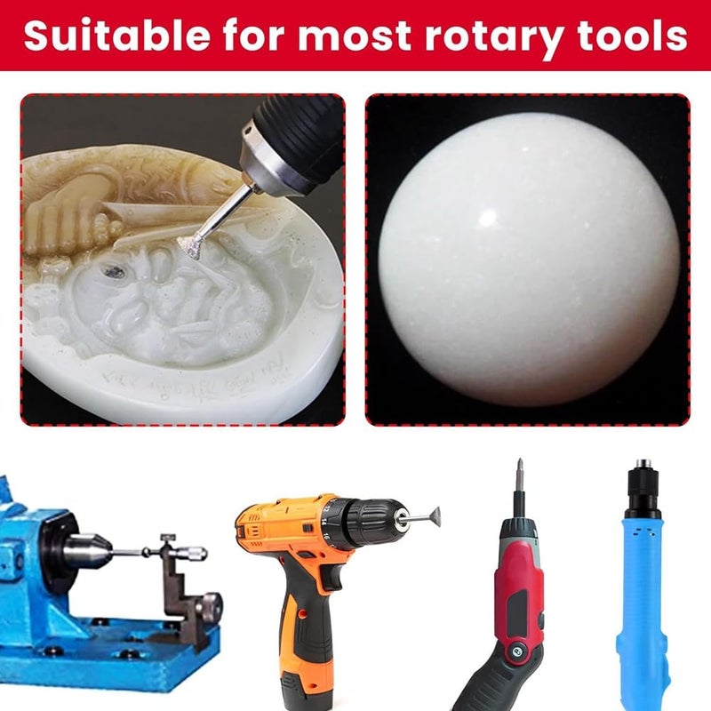 13PCS Stone Carving Polishing Kit Rotary Tool Accessories Burr Bits Set - Image 4