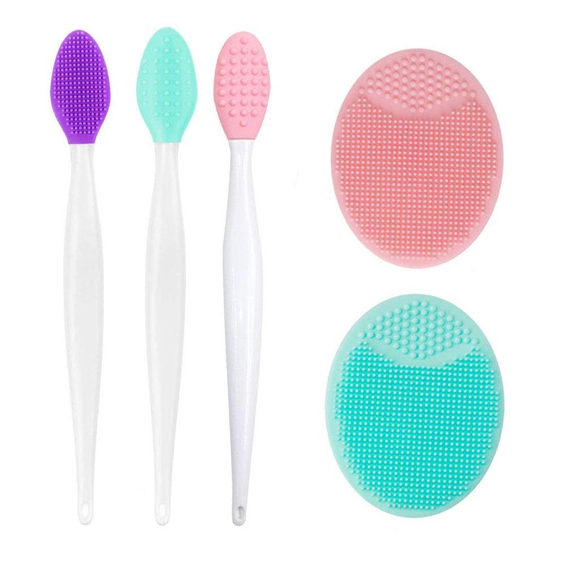 3PCS Silicone Exfoliating Lip Brush 2 in 1 DoubleSided Soft 2PCS Facial Cleaning Brushes Pad for Smoother and Fuller Lip Appearance Cleanning Blackhead