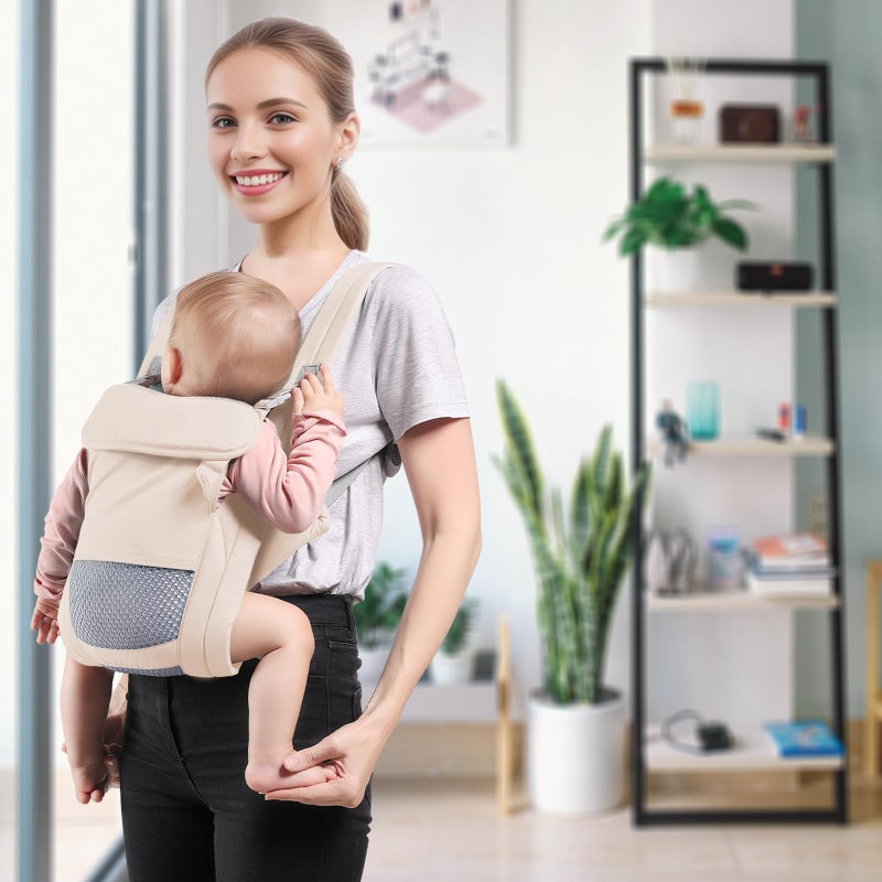 شياون Baby Carrier Newborn to Toddler, Cozy Baby Wrap Carrier(7-30lbs), Easily Adjustable Toddler Carrier, Lightweight Baby Holder Carrier, Baby Sling Carrier, Beige - Image 5