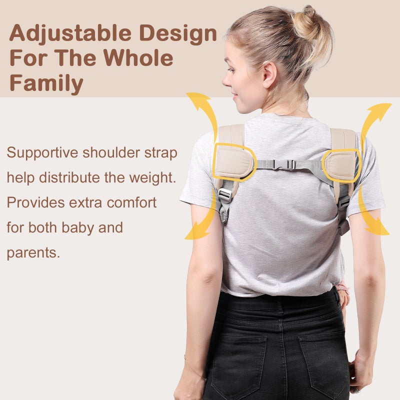شياون Baby Carrier Newborn to Toddler, Cozy Baby Wrap Carrier(7-30lbs), Easily Adjustable Toddler Carrier, Lightweight Baby Holder Carrier, Baby Sling Carrier, Beige - Image 4