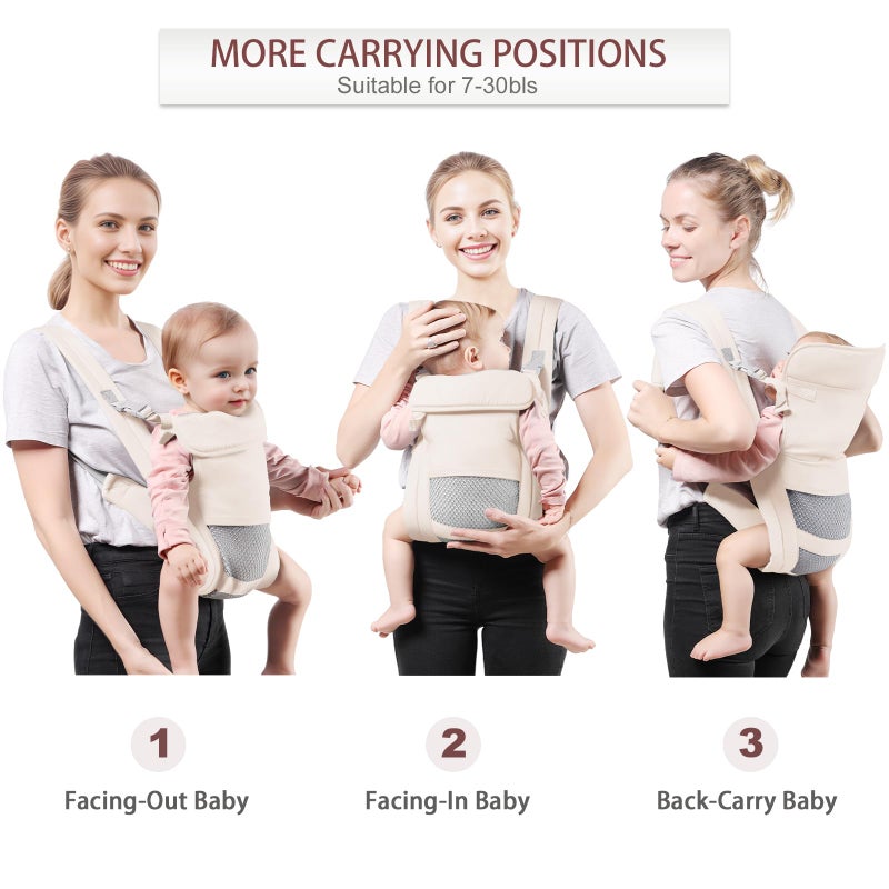 شياون Baby Carrier Newborn to Toddler, Cozy Baby Wrap Carrier(7-30lbs), Easily Adjustable Toddler Carrier, Lightweight Baby Holder Carrier, Baby Sling Carrier, Beige - Image 2