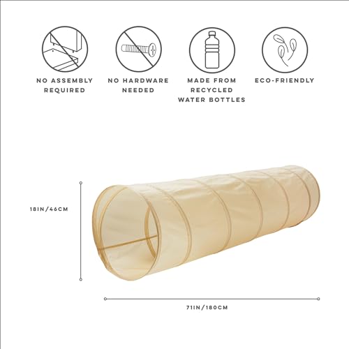 3 Sprouts Kids Play Tunnel Pop Up Collapsible Tunnels with Recycled Fabric Fun Crawling Tunnel for Toddler Baby Children to Crawl Through Gross Motor Toy for Indoor Play Beige - Image 5