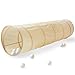 3 Sprouts Kids Play Tunnel Pop Up Collapsible Tunnels with Recycled Fabric Fun Crawling Tunnel for Toddler Baby Children to Crawl Through Gross Motor Toy for Indoor Play Beige - Image 3