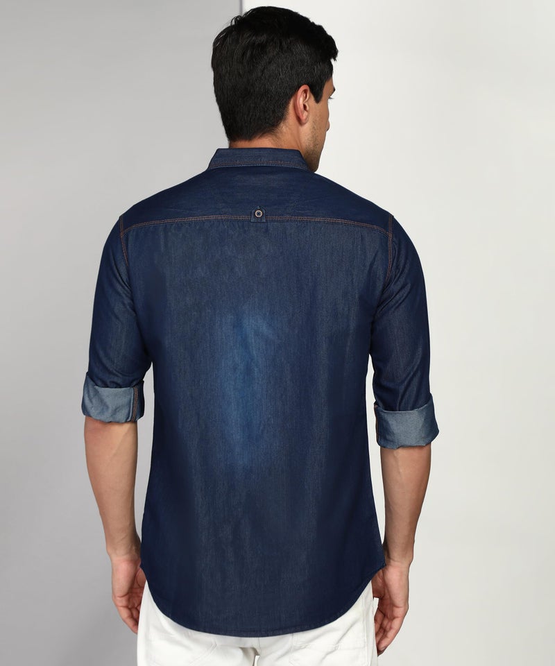 Kuons Avenue Men's Denim Casual Shirt | Denim Shirt for Men (KACLFS1523E-M_Dark Indigo Blue_Medium) - Image 2