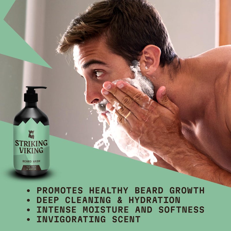 Striking Viking Beard Shampoo with Tea Tree, Biotin & Jojoba Oil - 17 oz Deep Cleansing, Paraben & Sulfate Free for All Beard Types - Image 2