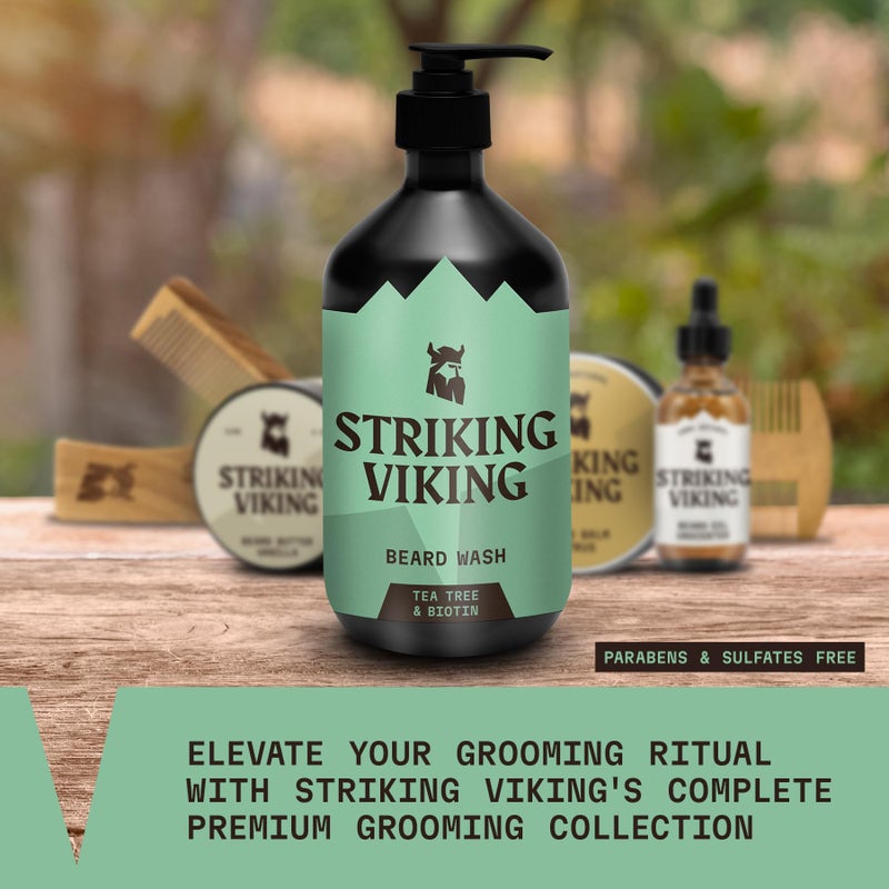 Striking Viking Beard Shampoo with Tea Tree, Biotin & Jojoba Oil - 17 oz Deep Cleansing, Paraben & Sulfate Free for All Beard Types - Image 4