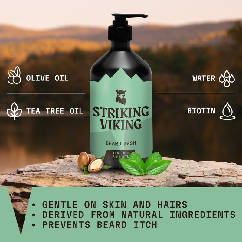 Striking Viking Beard Shampoo with Tea Tree, Biotin & Jojoba Oil - 17 oz Deep Cleansing, Paraben & Sulfate Free for All Beard Types - Image 3