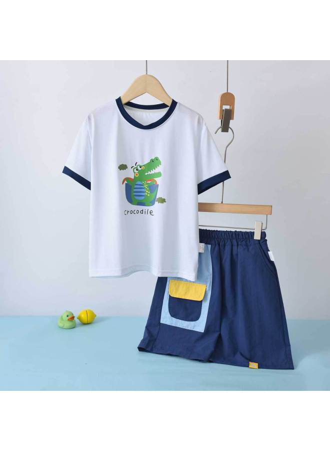 Bornbay Boys' Breathable Sportswear Set Summer Outfit For Toddlers And Kids 5-inch Shorts Short Sleeve T-shirt And Shorts 2-piece Set - Image 2