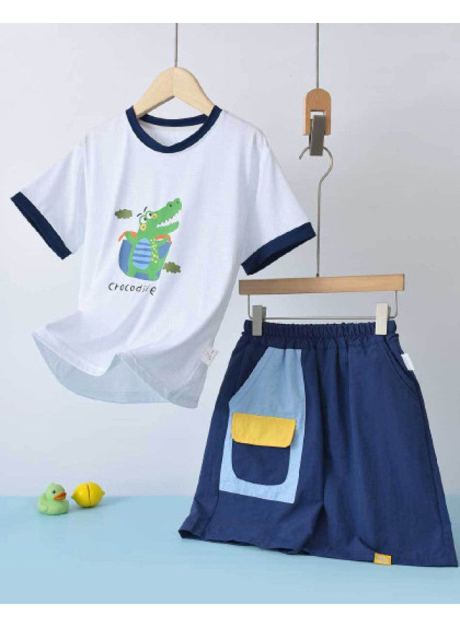Bornbay Boys' Breathable Sportswear Set Summer Outfit For Toddlers And Kids 5-inch Shorts Short Sleeve T-shirt And Shorts 2-piece Set - Image 1