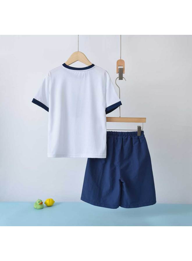 Bornbay Boys' Breathable Sportswear Set Summer Outfit For Toddlers And Kids 5-inch Shorts Short Sleeve T-shirt And Shorts 2-piece Set - Image 3