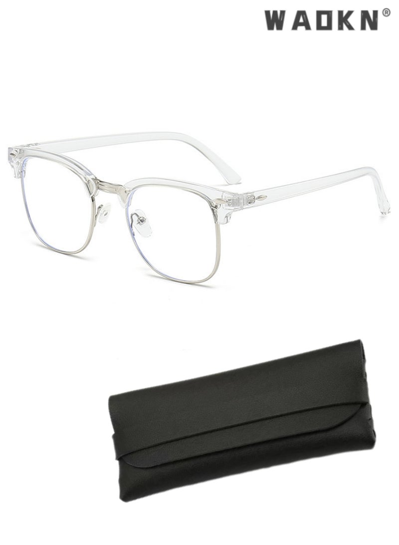 دبليو أيه أو كي أن بلو راي نظارات واقية مناسبة للرجال والنساء على قراءة الأشعة فوق البنفسجية حماية العين من التعب منع الكمبيوتر لعبة القراءة والتلفزيون ، بلو راي حماية العين من التعب ، مرشحات معدنية بلو راي نظارات لعبة - Image 1