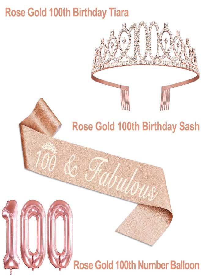 YeohJoy 100th Birthday Decorations for Women, Include 100th Birthday Sash and Tiara, Cake Topper and Candles, Number Balloons, 100 Year Old Gifts Women - Image 3