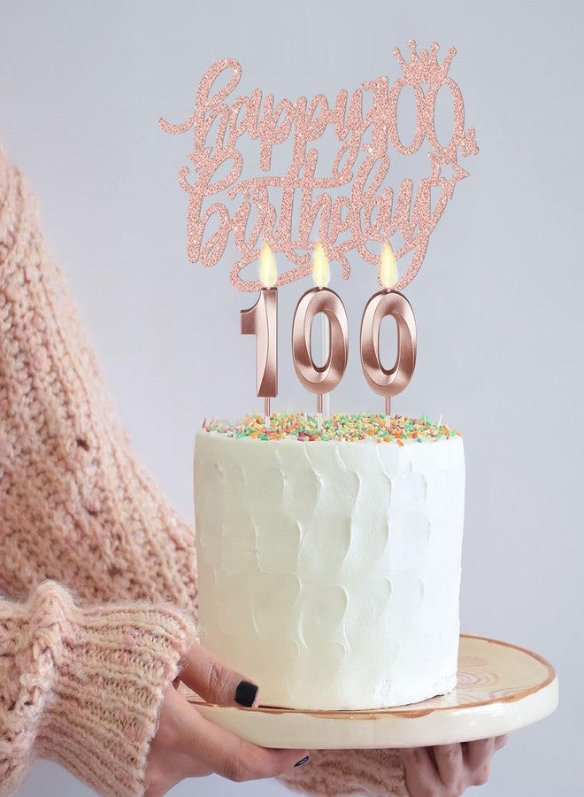 YeohJoy 100th Birthday Decorations for Women, Include 100th Birthday Sash and Tiara, Cake Topper and Candles, Number Balloons, 100 Year Old Gifts Women - Image 4