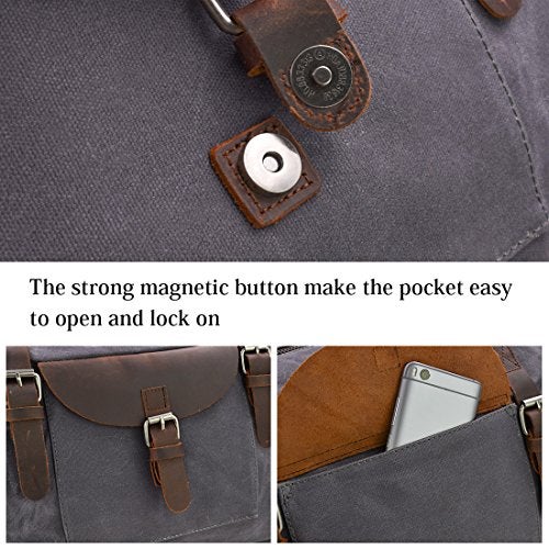 NEWHEY Oversized Travel Duffel Bag Waterproof Canvas Genuine Leather Weekend bag Weekender Overnight Carryon Hand Bag - Image 5