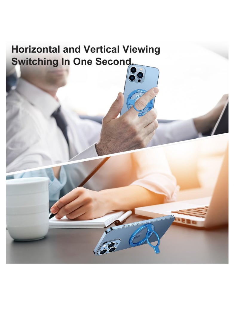 Excefore حامل حلقي مغناطيسي للهاتف، حامل حلقي للهاتف قابل للتعديل من سبائك الزنك، لحامل حلقي للهاتف Magsafe، متوافق مع سلسلة iPhone والهواتف ذات جراب الشفط المغناطيسي (أزرق) - Image 3
