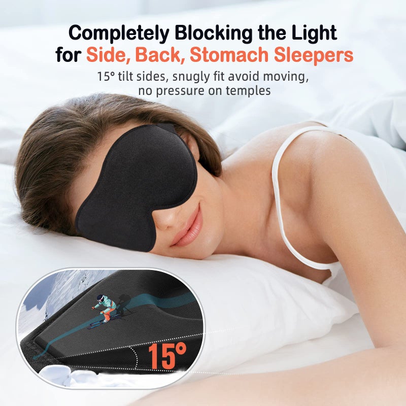 LitBear Sleep Mask for Side Sleeper Women Men, Eye Mask for Sleeping Light Blocking, 3D Contoured Cup Sleeping Mask, Soft Breathable Sleep Eye Mask with Adjustable Elastic Strap for Travel - Image 2