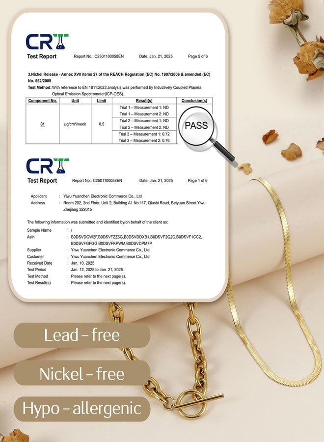 TEN MIRO 18k Chunky Gold Necklace for Women Sweatproof, Non Tarnish Chunky Layered Chain Necklaces Thick Gold Layering Herringbone Paperclip Necklace Stacks Toggle Necklaces for Women Men, Stainless - Image 5