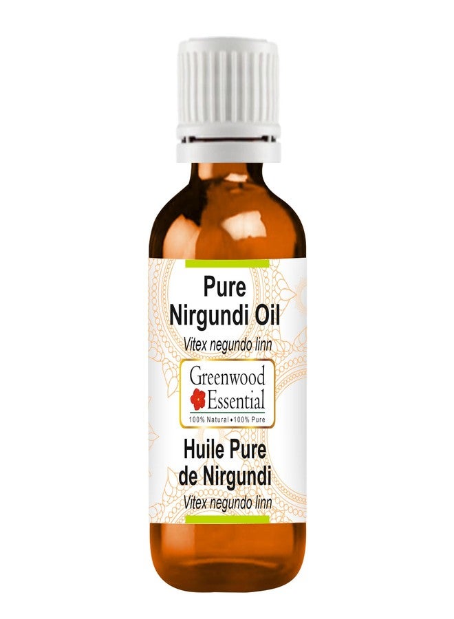 Greenwood Essential Nirgundi Oil (Vitex negundo linn) | Infused | Pure | Non-Sticky | Fast Absorbing | For Massage Blends | Men & Women | Herbal Aroma | 15ml - Image 1
