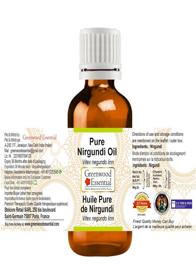 Greenwood Essential Nirgundi Oil (Vitex negundo linn) | Infused | Pure | Non-Sticky | Fast Absorbing | For Massage Blends | Men & Women | Herbal Aroma | 15ml - Image 2