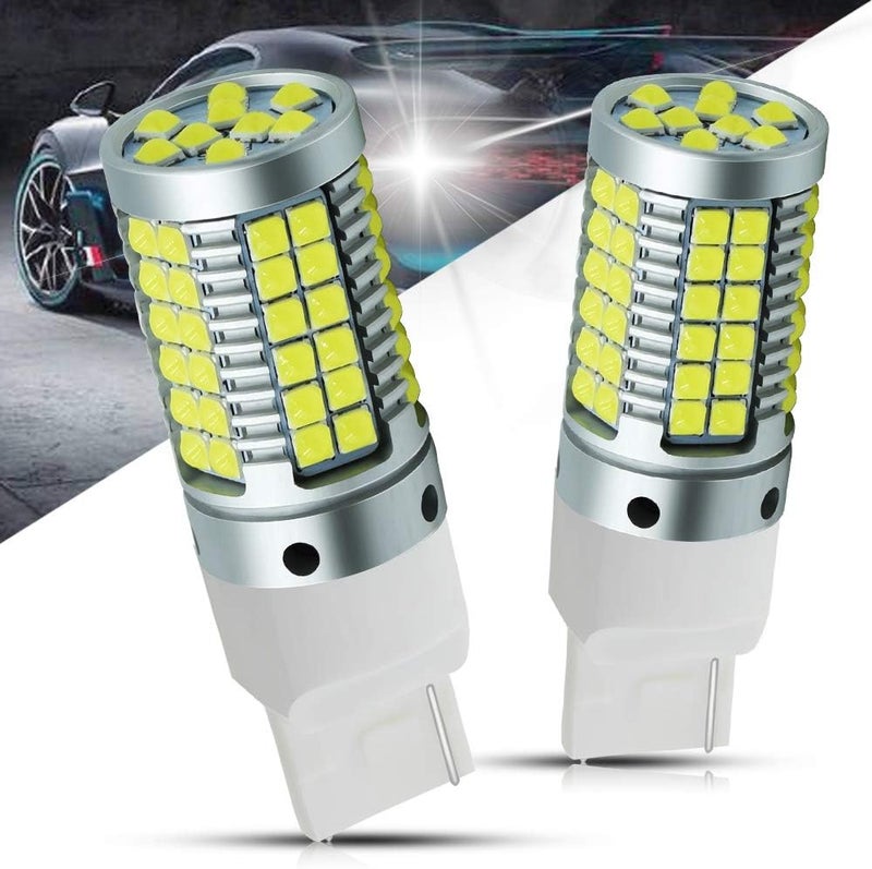 أن.سي مصباح YEORO T20 7440 W21W LED بدون وميض زائد لإشارات الانعطاف، 23 واط سطوع فائق، 3030 69-SMD LED مع نظام CANBUS خالٍ من الأخطاء لأضواء الرجوع والفرامل، أبيض زينون، عبوة من قطعتين. - Image 1