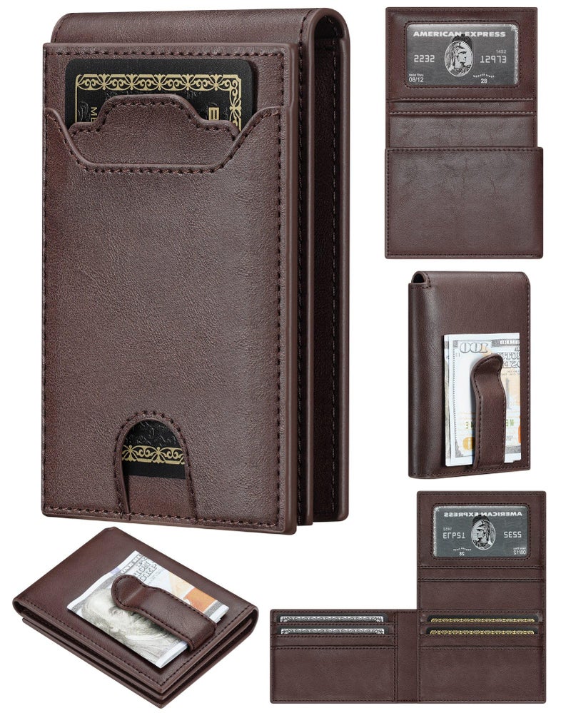 furid Leather Slim Wallet for Men Minimalist: Magnetic Closure Bifold Front Pocket Wallets with Money Clip - Rfid Credit Card Holder Wallet - Gifts for Men at Birthday - Image 1