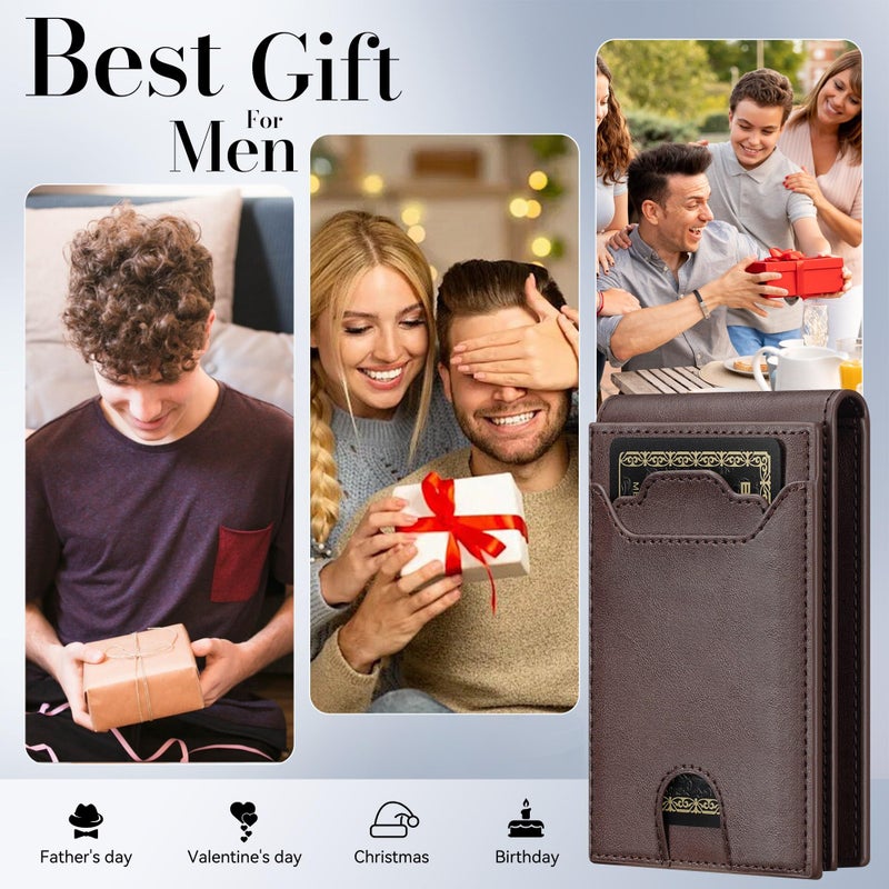 furid Leather Slim Wallet for Men Minimalist: Magnetic Closure Bifold Front Pocket Wallets with Money Clip - Rfid Credit Card Holder Wallet - Gifts for Men at Birthday - Image 5