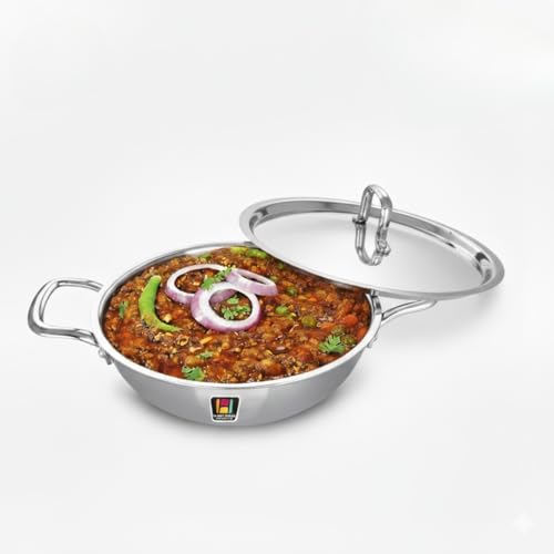 Human Hydro Triply Stainless Steel Kadai (22CM/2.2L) with Lid | 3-Layer Steel–Aluminium–Steel Cookware | Induction & Gas Compatible | Easy to Clean, Heavy-Duty Cookware for Frying & Curries - Image 1