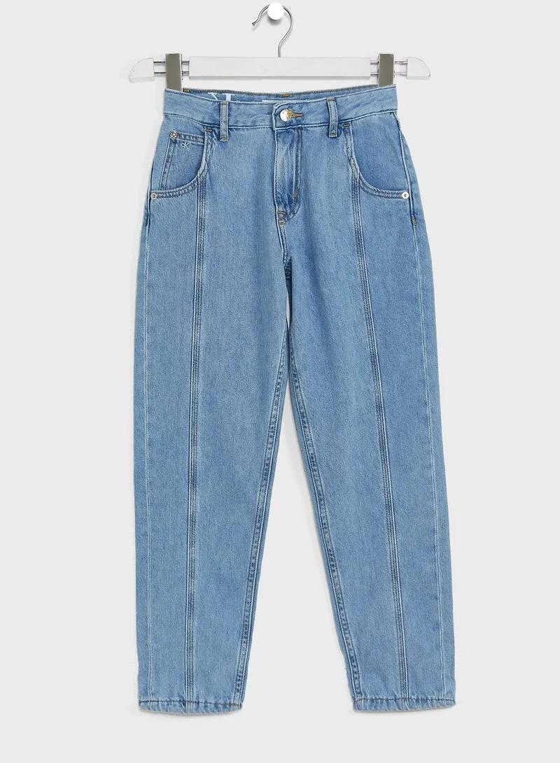 Calvin Klein Jeans Kids Light Wash Straight Fit Jeans