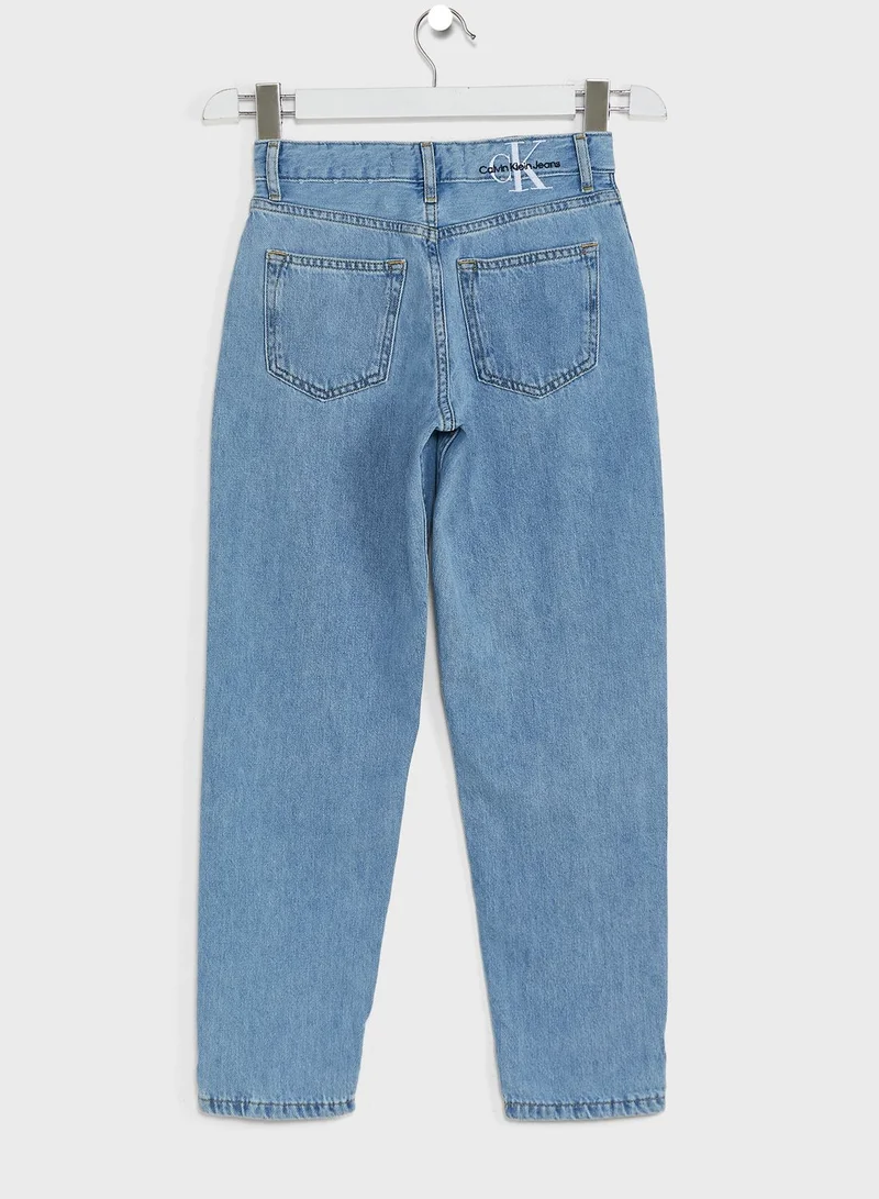 Calvin Klein Jeans Kids Light Wash Straight Fit Jeans