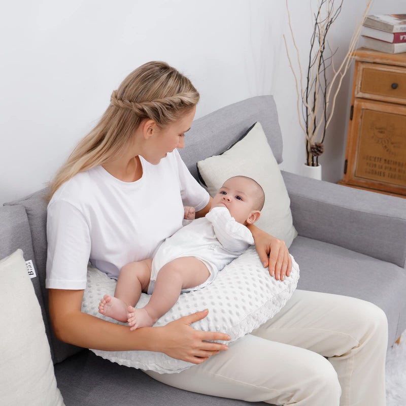 Aullar Pillowcase for Nursing Pillow and Positioner for Breastfeeding and Bottle Feeding, Propping Baby, Tummy Time, Baby Sitting Support, Awake-Time Support, Pillow Cover Only (White) - Image 5