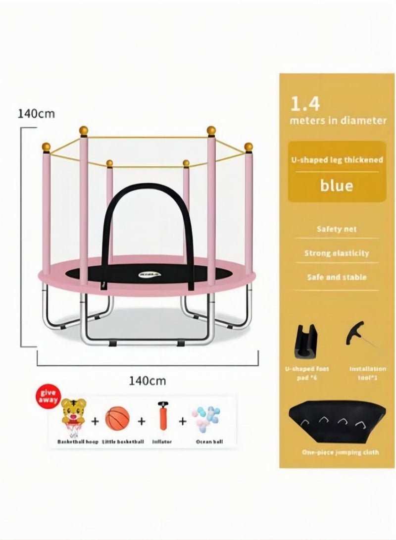 Children's Sports and Outdoor Activities Trampoline Toy Pink 140x140x100cm  - Image 1
