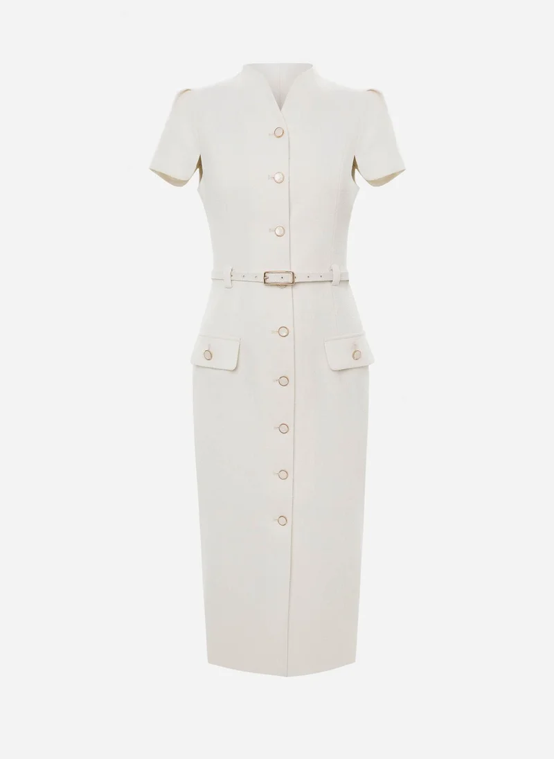 Lichi Midi dress with short sleeves and tonal belt