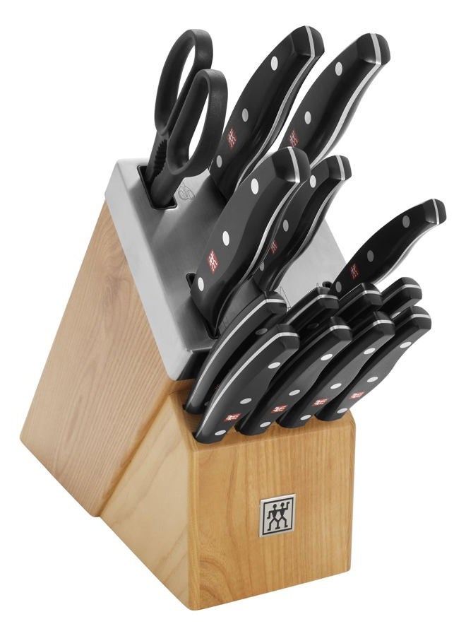 Zwilling طقم سكاكين TWIN المميز 15 قطعة مع كتلة شحذ ذاتي - بني - Image 1