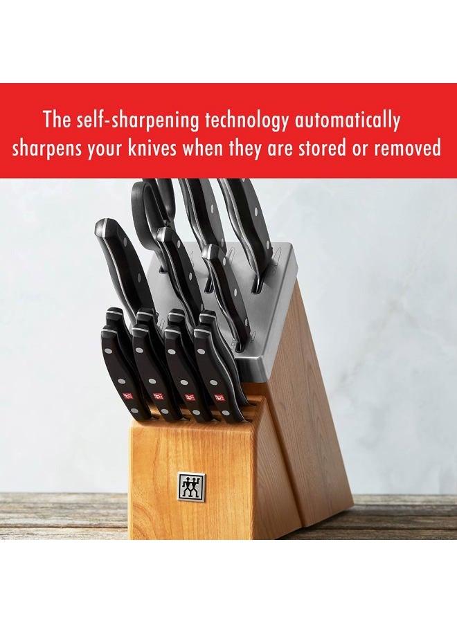 Zwilling طقم سكاكين TWIN المميز 15 قطعة مع كتلة شحذ ذاتي - بني - Image 3