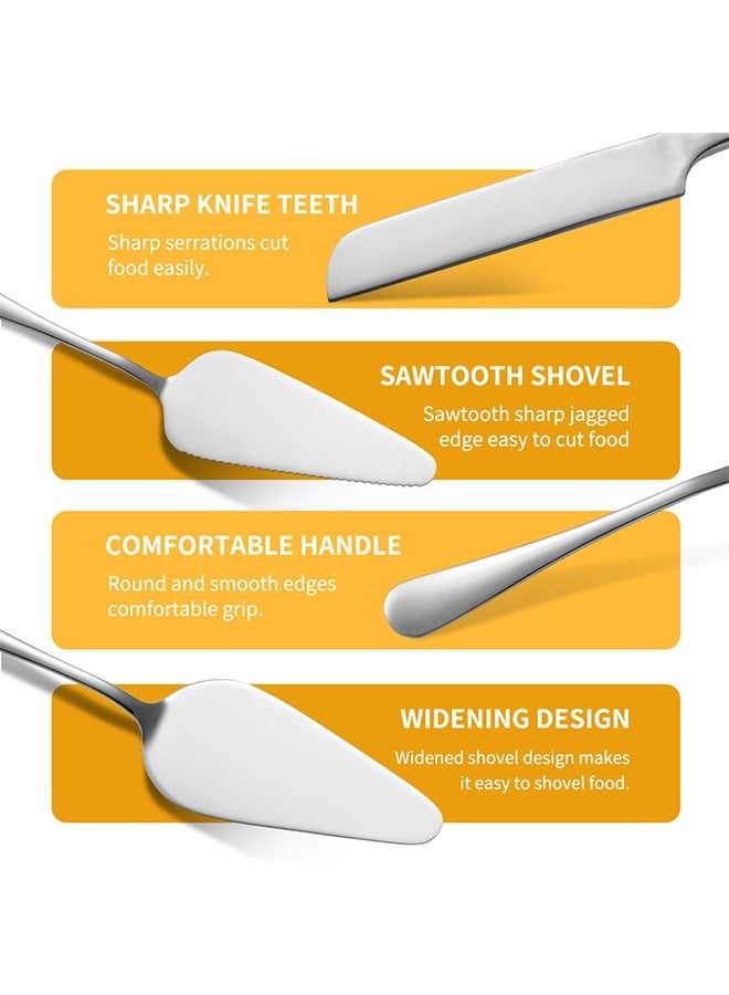 مجموعة تقديم الكيك سكين كعكة الزفاف ومجموعة الخادم أواني قطع الكيك الفولاذ المقاوم للصدأ كيك القاطع سكين الكيك المسنن المهنية الحلوى خادم لكعكة الجبن فطيرة البيتزا - Image 4