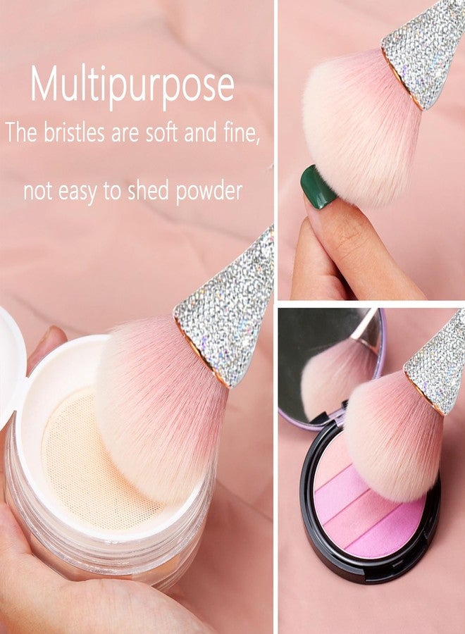 JERCLITY 1 Piece Powder Makeup Brushes Blush Brush Super Large Face Makeup Brushes Kabuki Brushes for Powder Cosmetic Nail Dust Brush Loose Powder Brush Makeup Tool(White Diamond) - Image 3