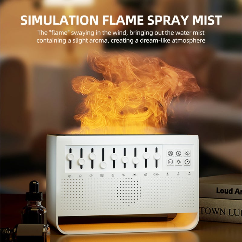 Essential Oil Diffuser 200ml White Ultrasonic Aromatherapy Diffuser - Realistic Flame Effect Built-in White Noise Machine - BT Speaker for Bedroom Office Travel - Image 5